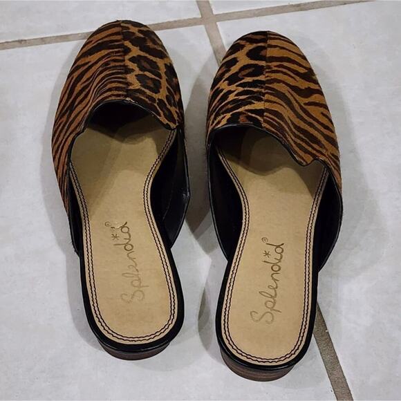 Splendid calf hair zebra and leopard print slides clogs size 8 M - Picture 3 of 10